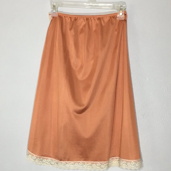 Vintage Copper Colored Half Slip, Feminine Slip Skirt, Wrap High Slit Coquette - Picture 16 of 16